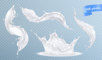 Poster - Realistic Milk Splashes Collection