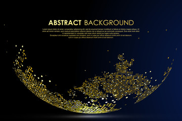 Wall Mural - The golden dots make up the world, symbolizing the thriving world economy, vector illustration
