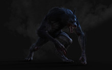 3d Illustration Of A Werewolf On Dark Background With Clipping Path.