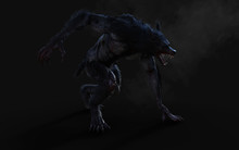 3d Illustration Of A Werewolf On Dark Background With Clipping Path.