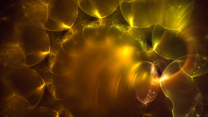 Fractal 3D rendering abstract gold bright background