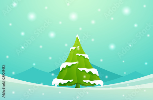 Christmas tree. Winter landscape. vector illustration