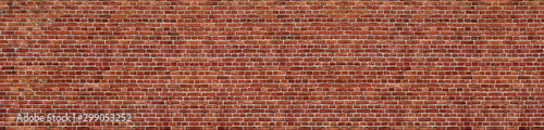 Fotomural Old red brick wall background, wide panorama of masonry