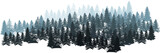 Fototapeta Fototapeta las, drzewa - Forest Silhouette Landscape. Coniferous Forest Panorama. Winter Christmas Forest of fir trees silhouette. Layered trees background. Vector