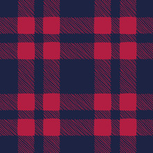 Classic Hand-Drawn Blue And Red Buffalo Plaid Checks Vector Seamless Pattern