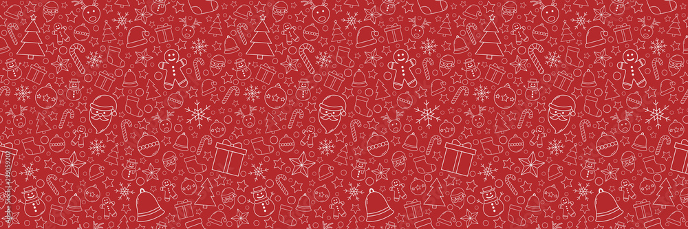 Beautiful Xmas pattern with ornaments. Christmas wrapping paper concept. Vector - obrazy, fototapety, plakaty 