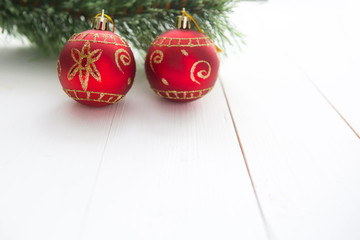 Christmas decoration on white wooden board