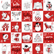 Winter Advent Christmas calendar with characters and handwritten text.