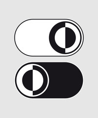 Leinwandbilder - Day night switch. Simple dark mode switch icon. Concept of gadget interface switch to Day and Night mode and ui symbol. Day and Night Mode. Vector On Off Switch. Light and Dark Buttons.