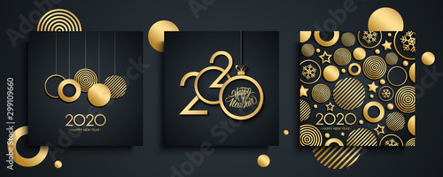 Cuadros en Lienzo 2020 Happy New Year luxury greeting cards set