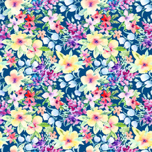 Watercolor Floral Hand Drawn Colorful Bright Seamless Pattern
