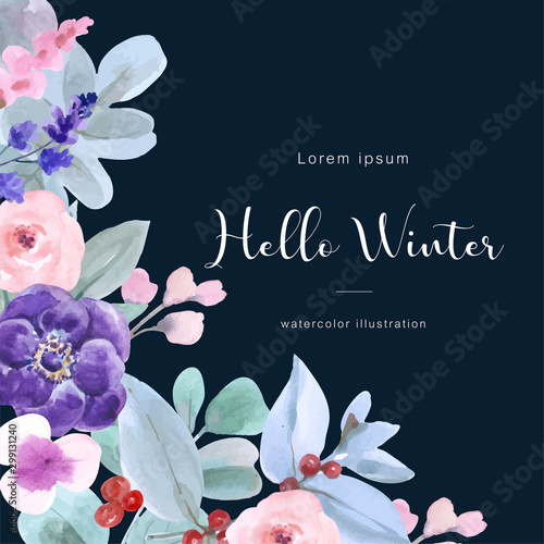 Winter Time vectors for design with watercolor