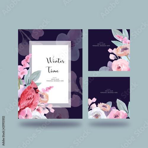 Winter Time vectors for design with watercolor