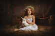 Fairytale portrait little girl with lamb