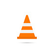 Construction traffic cone icon, warning sign design. Vector illustration.