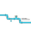 © sumkinn - Leaking water pipes. Broken pipeline with leakage, dripping fittings. Vector illustration