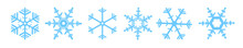 Set Of Blue Snowflakes Icons In Row. Snowflakes Template. Snowflake Vector Icon.