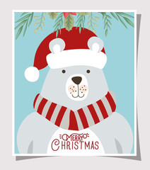 Poster - happy mery christmas card with polar bear