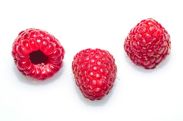 Fresh raspberry isolated on white. ripe raspberries. red berry macro