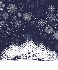 Sticker - Vector illustration of a Christmas landscapes. Happy Christmas greeting card