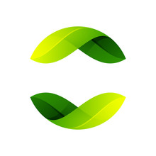 Ecology Sphere Logo Formed By Twisted Green Leaves.