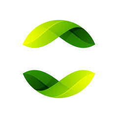 ecology sphere logo formed by twisted green leaves.