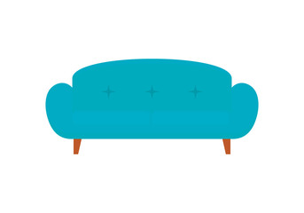 Wall Mural - Blue modern sofa icon in flat style