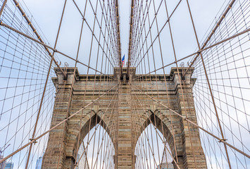 Wall Mural - Brooklyn Bridge with nobody in cloudy day ,New York City ,USA