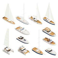 Sticker - Yachting Isometric Icon Set