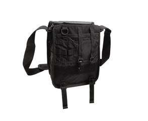 Modern shoulder bag isolate on a white background. Men's modern black tactical bag.