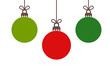 Christmas red and green balls hanging ornaments.