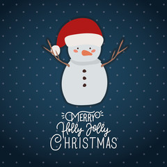 Poster - happy mery christmas card with snowman character