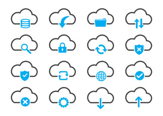 Wall Mural - Set of related to computing cloud icons. Vector illustration