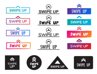 Poster - Set of swipe up icons. Swipe up buttons collection