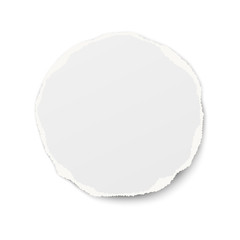 Wall Mural - Round torn paper tear with soft shadow isolated on white background. Vector paper template.