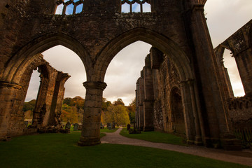 Sticker - Ruin of medieval Bolton Abbey in Yorkshire Dales, Yorkshire,Great Britain.