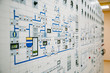 Control panel dashboard of industrial machinery or power plant, selective focus
