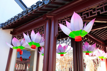 Poster - Lotus-shaped lanterns in Chinese ancient architecture