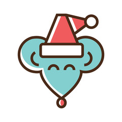 Poster - Color icon mouse in Christmas hat