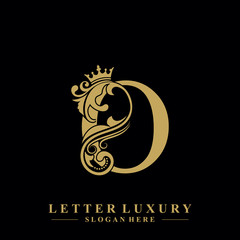 Wall Mural - Initial letter O luxury beauty flourishes ornament with crown logo template.