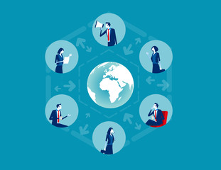 Business people communicate team. Concept business global network vector illustration