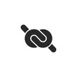 Logo knot in the form of infinity simple black and white emblem tightly knotted knot icon