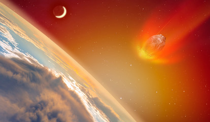 Canvas Print - Attack of the asteroid (meteor) on the Earth 