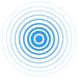 Radar screen concentric circle. Blue color ring. Radio station signal. Vector illustration. Signal.