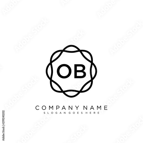 Fotografía OB Initial logo letter with minimalist concept vector