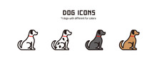 Vector Dog Icons. 4 Dogs With Different Fur Colors.