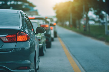 Car Driving on road and Small passenger car seat on the road used for daily trips