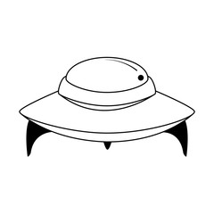 Sticker - flying saucer icon, flat design