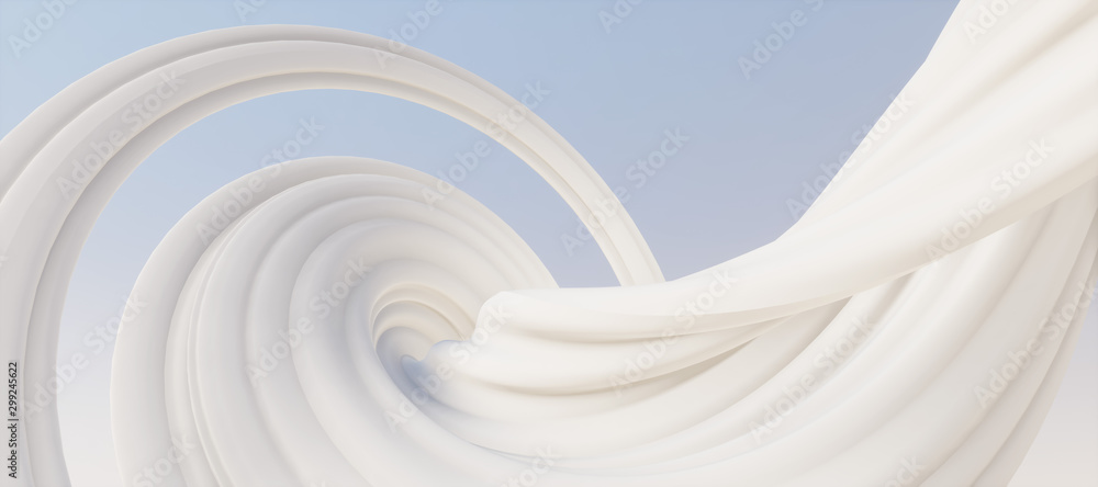 Colorful abstract panoramic background: geometric white matte curve.  ( Car backplate, 3D rendering computer digitally generated illustration.) - obrazy, fototapety, plakaty 