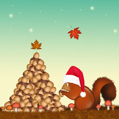 Poster - illustration of squirrel at Christmas